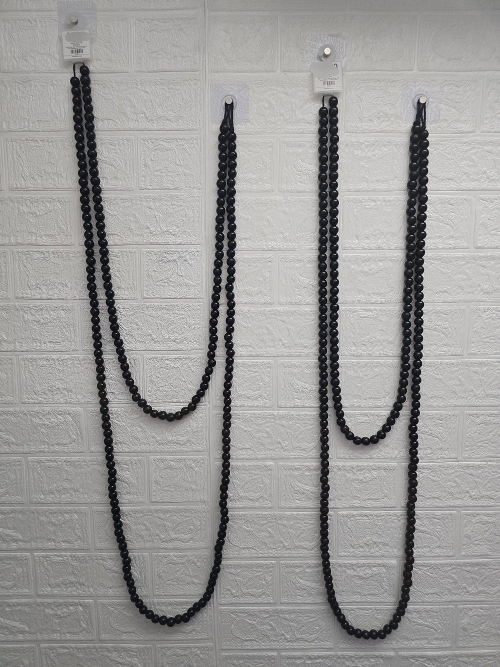 Black Beaded Wood Garland 18 Ft Lot of 2 Halloween Christmas Decor Hobby Lobby